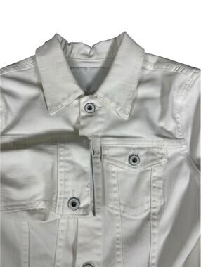 AG Adriano Goldschmied White Denim Jacket The Robyn Cropped Womens Size M